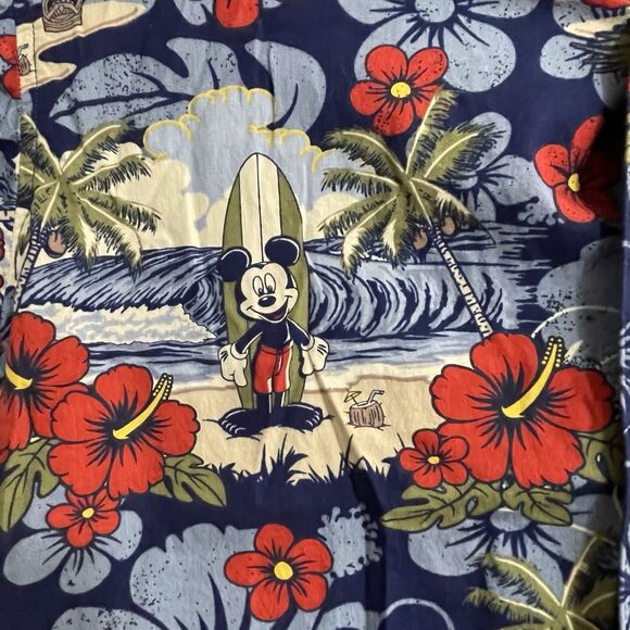 Disney Parks Kids Mickey Mouse Aloha Surf Hawaiian Button Down Shirt Size XL - Picture 4 of 10